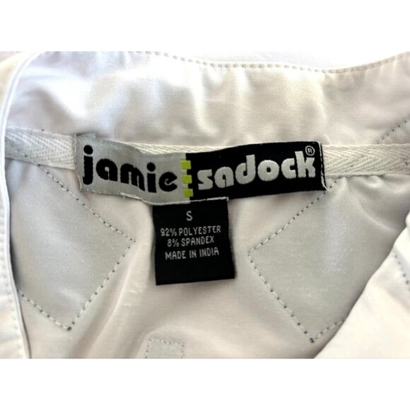 JAMIE SADOCK Sleeveless Golf Polo Shirt Top Size Small White Black 1/4 Zip - Picture 3 of 6